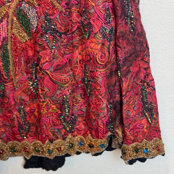 Vtg 90s Precious Moments Silk Beaded Jacket XL Y2K Ravecore Fairycore Boho - Picture 13 of 16